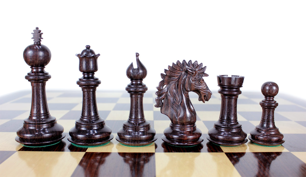 Beautiful Rosewood chess pieces with beveled bases.
